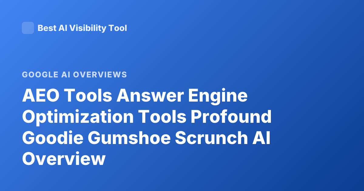 AEO Tools Answer Engine Optimization Tools Profound Goodie Gumshoe Scrunch AI Overview