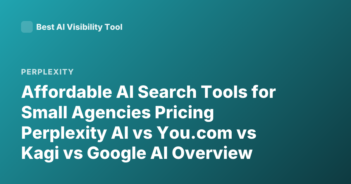 Affordable AI Search Tools for Small Agencies Pricing Perplexity AI vs You.com vs Kagi vs Google AI Overview Cost 2026