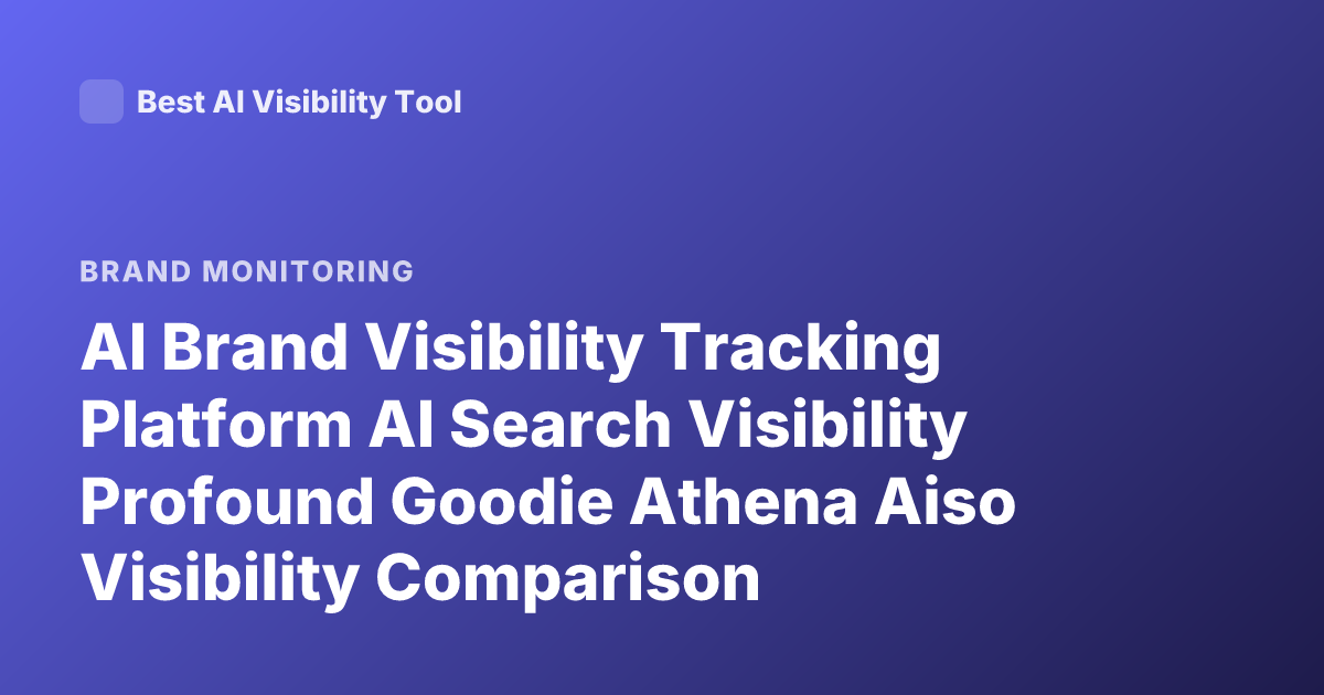 AI Brand Visibility Tracking Platform AI Search Visibility Profound Goodie Athena Aiso Visibility Comparison