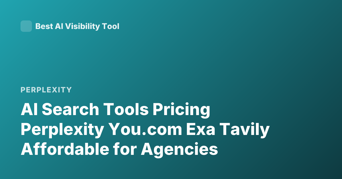 AI Search Tools Pricing Perplexity You.com Exa Tavily Affordable for Agencies