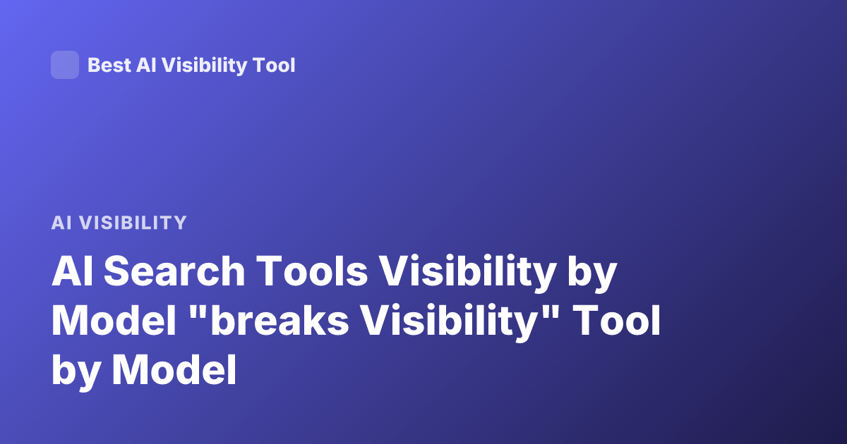 AI Search Tools Visibility by Model "breaks Visibility" Tool by Model