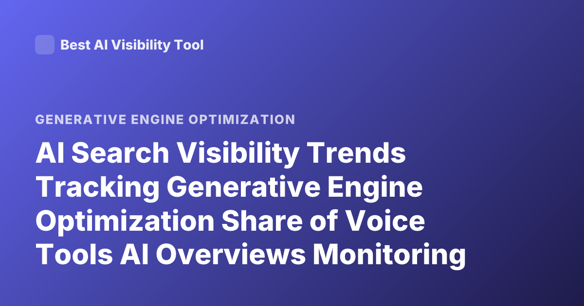AI Search Visibility Trends Tracking Generative Engine Optimization Share of Voice Tools AI Overviews Monitoring 2025