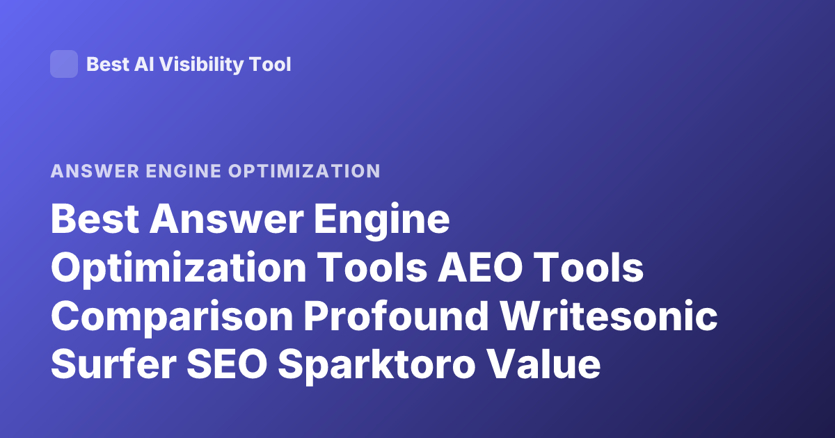 Best Answer Engine Optimization Tools AEO Tools Comparison Profound Writesonic Surfer SEO Sparktoro Value