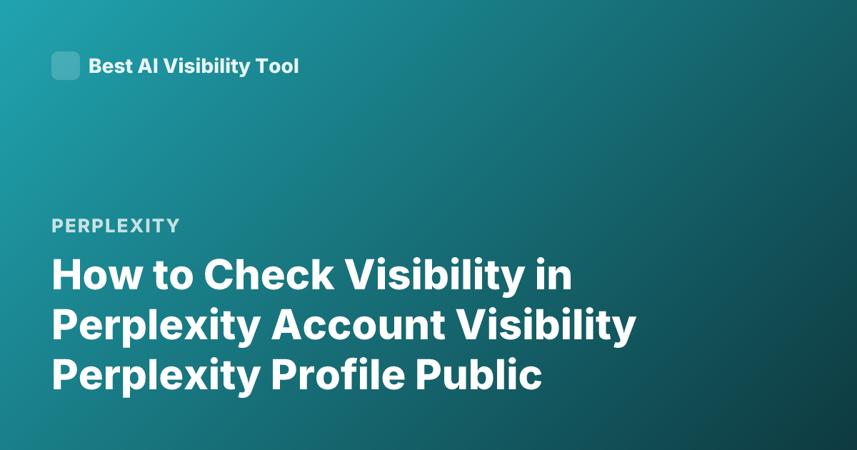 How to Check Visibility in Perplexity Account Visibility Perplexity Profile Public