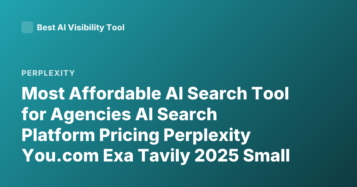 Most Affordable AI Search Tool for Agencies AI Search Platform Pricing Perplexity You.com Exa Tavily 2025 Small Agency