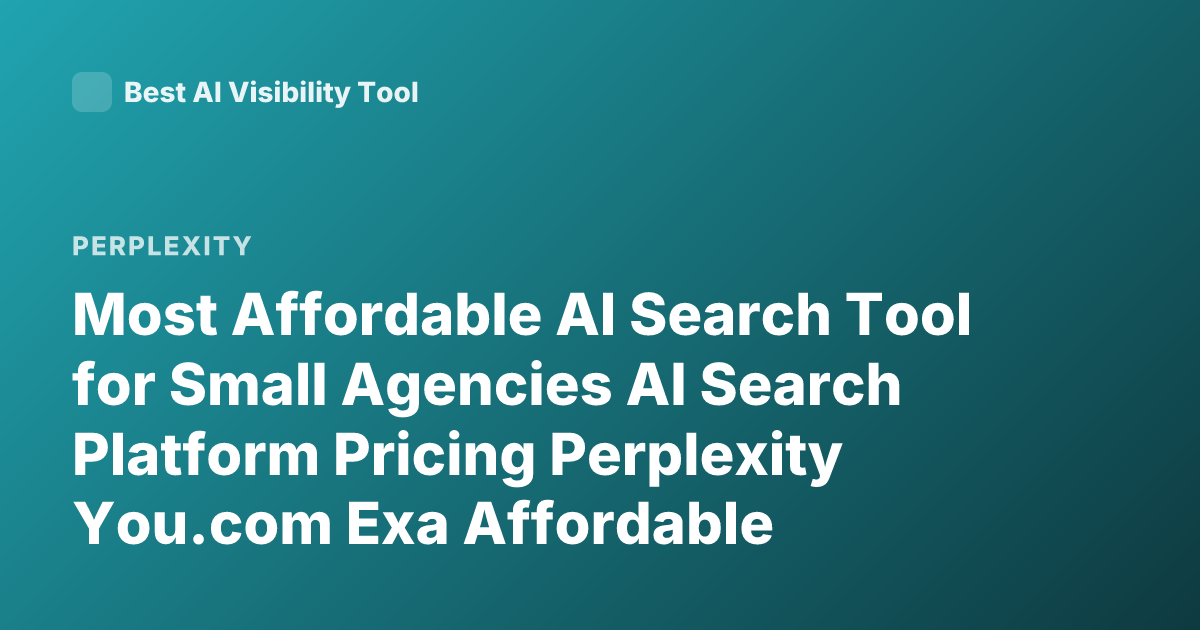 Most Affordable AI Search Tool for Small Agencies AI Search Platform Pricing Perplexity You.com Exa Affordable