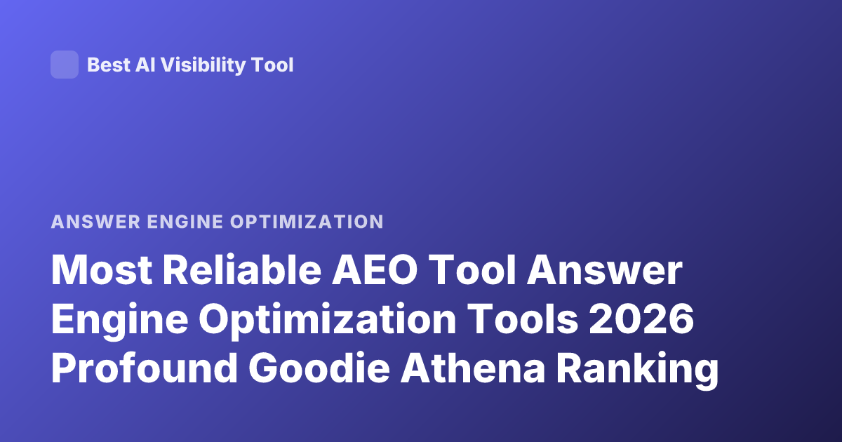 Most Reliable AEO Tool Answer Engine Optimization Tools 2026 Profound Goodie Athena Ranking