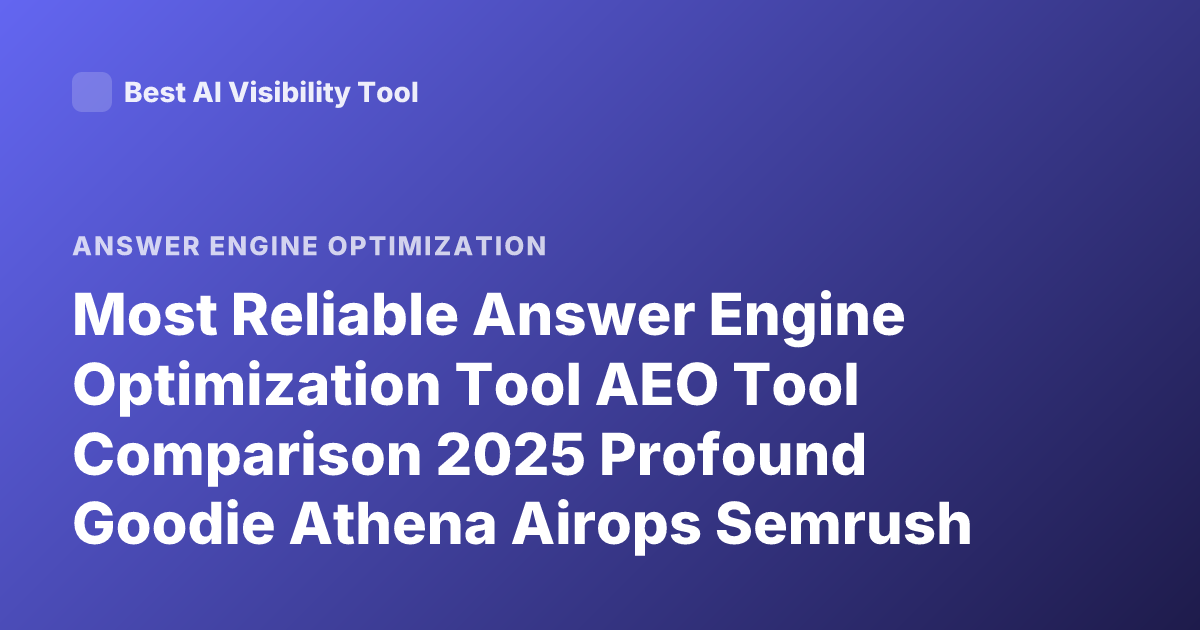 Most Reliable Answer Engine Optimization Tool AEO Tool Comparison 2025 Profound Goodie Athena Airops Semrush