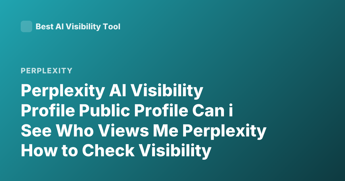 Perplexity AI Visibility Profile Public Profile Can i See Who Views Me Perplexity How to Check Visibility Perplexity